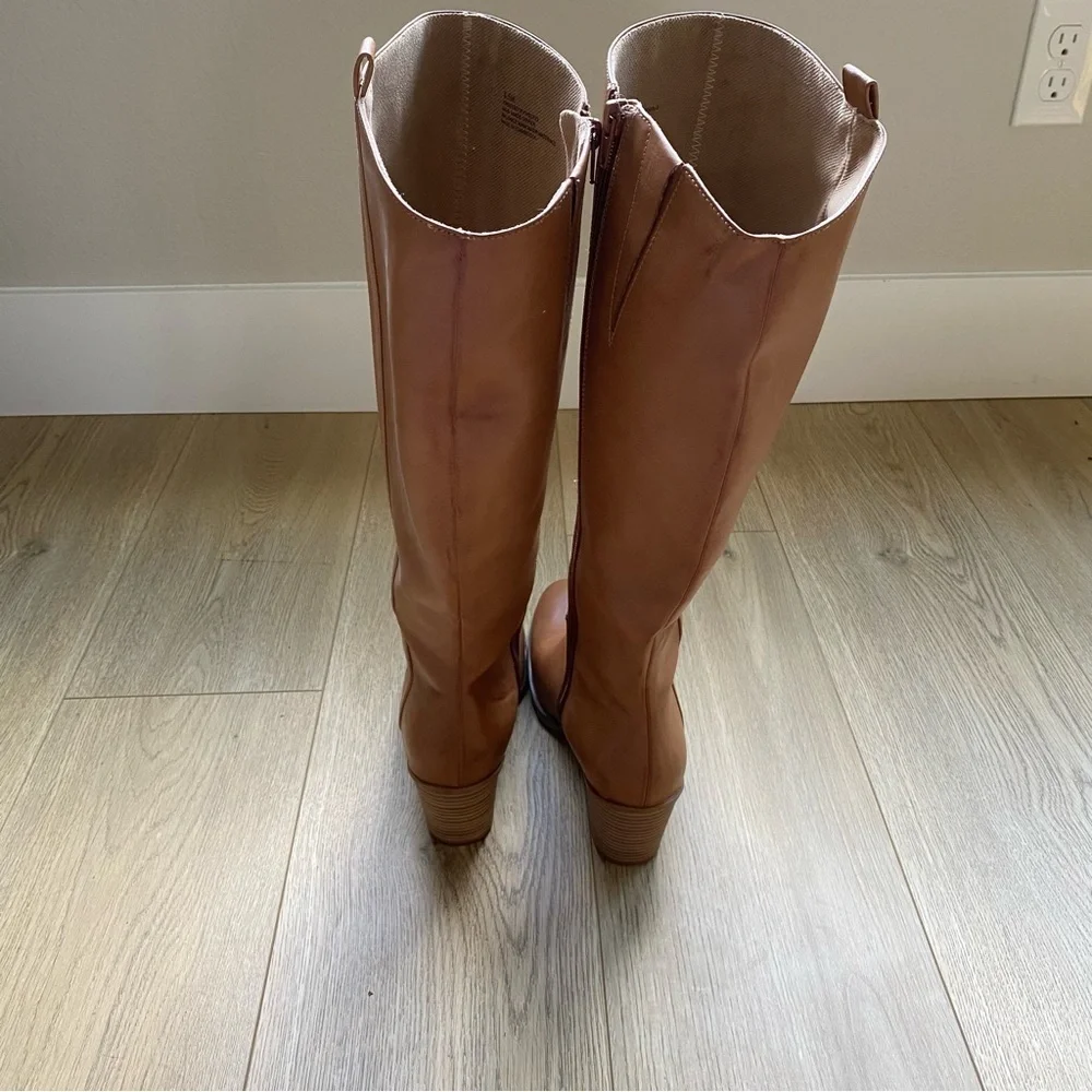 Korks Harley Brown Leather Knee-High Boots Size 8.5 Size Zip Kork Ease - Picture 6 of 10